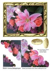 Pink Lily & Roses Bottom Corner Stacker Pyramid Topper
