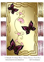 3 Butterflies & Swirly Flowers Various Occasions Card Front