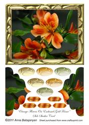Orange Flowers on Embossed Gold Frame Side Stacker Card