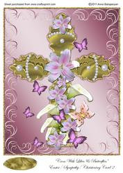 Cross with Lilies & Butterflies Easter/ Sympathy/ Christen