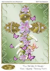 Cross with Lilies & Butterflies Easter/ Sympathy/ Christen