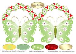 Joyful Summer Butterfly Shaped Card 1
