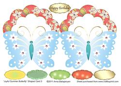 Joyful Summer Butterfly Shaped Card 3