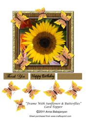 Frame with Sunflower & Butterflies Card Topper