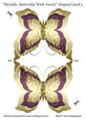 Metallic Butterfly with Swirls Shaped Card 3