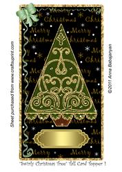 Swirly Christmas Tree Tall Card Topper 1