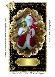 Santa with Gifts Tall Card Topper
