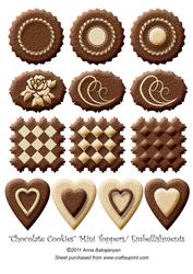 Chocolate Cookies Mini Toppers/ Embellishments