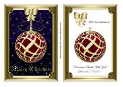 Christmas Bauble with Gold Decoration Card 1