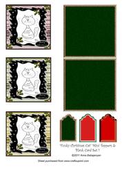 Funky Christmas Cat Mini Toppers & Blank Card Set 1