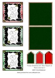 Funky Christmas Cat Mini Toppers & Blank Card Set 2