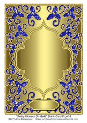 Swirly Flowers on Gold Blank Card Front 8