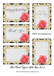 Mini Floral Toppers with Rose Set 3