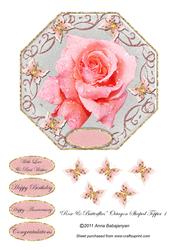 Rose & Butterflies Octagon Shaped Topper 1