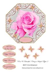 Rose & Butterflies Octagon Shaped Topper 2
