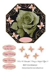 Rose & Butterflies Octagon Shaped Topper 8