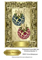 Embossed Frame with Two Christmas Baubles 5
