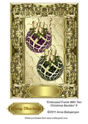 Embossed Frame with Two Christmas Baubles 6
