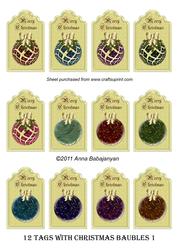 12 Tags with Christmas Baubles 1