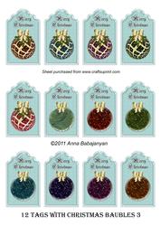 12 Tags with Christmas Baubles 3