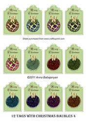 12 Tags with Christmas Baubles 4