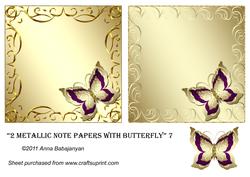 2 Metallic Note Papers with Butterfly 7