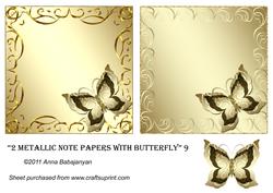 2 Metallic Note Papers with Butterfly 9