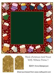 Blank Christmas Card Front with Mittens Frame 1