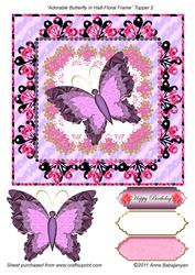 Adorable Butterfly in Half-floral Frame Topper 2