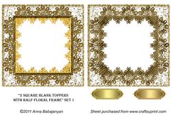 2 Square Blank Toppers with Half-floral Frame Set 1