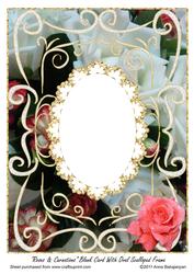 Roses & Carnations Blank Card with Oval Scalloped Frame