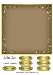 Blank Square Topper with Swirly Corners 3