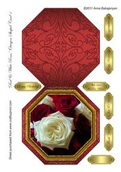 Red & White Roses Octagon Shaped Card 1