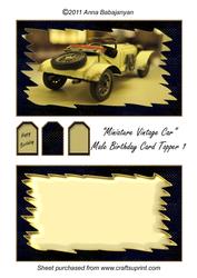 Miniature Vintage Car Male Birthday Card Topper 1