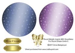 Round Metallic Inserts with Snowflakes for Round Shape Cards