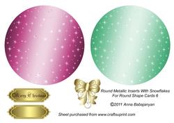 Round Metallic Inserts with Snowflakes for Round Shape Cards