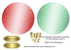 Round Metallic Inserts with Snowflakes for Round Shape Cards