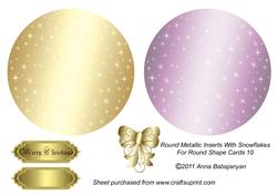 Round Metallic Inserts with Snowflakes for Round Shape Cards