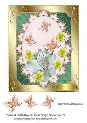 Lilies & Butterflies on Oval Doily Quick Card 3