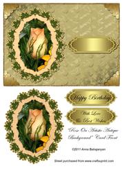 Rose on Artistic Antique Background Card Front