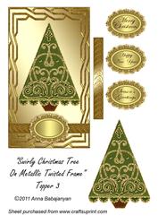 Swirly Christmas Tree on Metallic Twisted Frame Topper 3