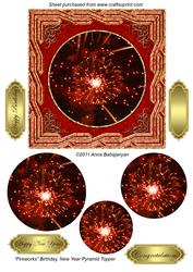 Fireworks Birthday, New Year Pyramid Topper