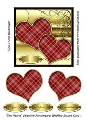 Two Hearts Valentine/ Anniversary/ Wedding Square Card 1