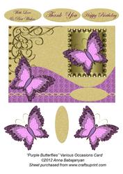 Purple Butterflies Various Occasions Card