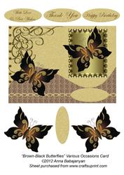 Brown-black Butterflies Various Occasions Card