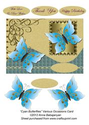 Cyan Butterflies Various Occasions Card