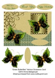 Green Butterflies Various Occasions Card