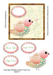Cutie Bird Birthday/ Easter/ Thank You Topper 5