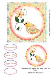 Little Paisley Bird Easter/ New Baby/ Thank You Topper 1