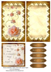 Roses & Butterflies Topper, Insert & Mini Square Topper